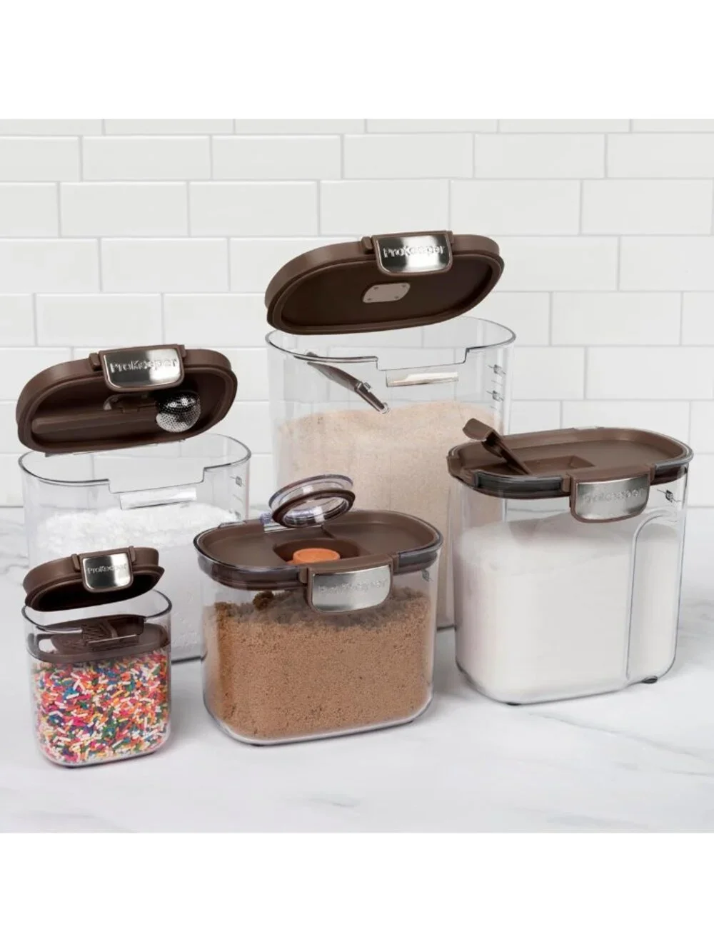 Airtight Food Storage Container Set - Clear Plastic Canisters for Flour & Sugar